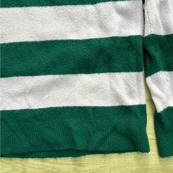 Green and Lavender Preppy Striped Sweater with Velvet Bow - Picture 8 of 9